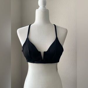 Shade & Shore Black Plunge V-Neck SwimTop